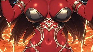 98.demon Girl in a Lava Bath Sexy Pose. Ai Animation