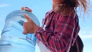 Busty Czech amateur fucks outdoor in public