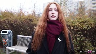 German Scout First Casting: Skinny Redhead Teen Alice Seduced in Public Pick Up - Small Tits, Blowjob & Rough Sex