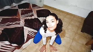 Sexy Latina Girl on Her Knees Asking You to Fill Her Mouth with Milk