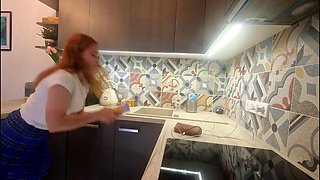 Nicole Murkovskis Petite College Redhead Flaunts Legs in Tiny Plaid School Uniform Mini Skirt