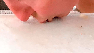 Piss Queen Shallows His Urine off Kitchen Counter