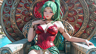 Green Goddess Beach Soliloquy! What bikini hides under that red gold armor?