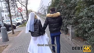 Debt4k. curly blonde is loving porno while cuckold groom is observing