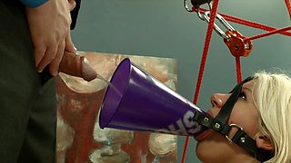 Bound piss drinking sub is humiliated