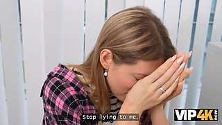 Vip4k. horny blondie lesbian didn’t watch a problem to pound on a job audition in front of her girlfriend