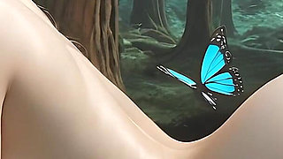 Beautiful Nude Elf Woman Gentle Lotion Clit Teasing in Pine Forest