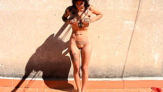 Amateur striptease and Solo masturbation