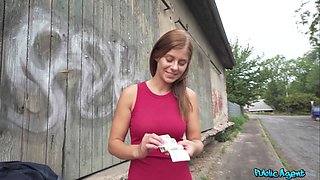 Tiffany shows her white panties on the street