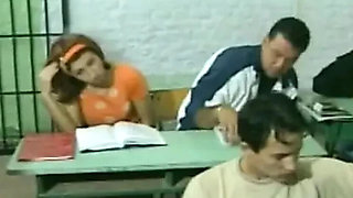 Brunette Teen Fucked in Classroom - Missionary and Cum in Mouth