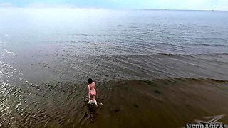 public beach masturbation with a really hot bikini chick