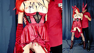 Halloween Costume Video Part 2 - Naughty rabbit wants a carrot and gets a deepthroat