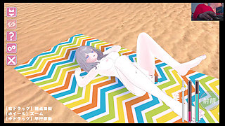 Pale Big Breasted woman LOVES to have sex in the Beach - Hentai Eroge Game