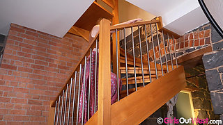 Horny Unshaven Lesbian Gets Her Hairy Pussy and Asshole Licked by Busty Redhead