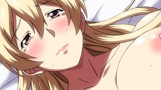 Innocent anime lady lets her lover in for the first time