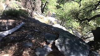 Hot couple ride motorcycle up mountain to fuck!