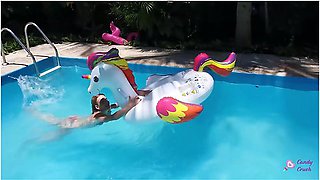 Candy Enjoying A Summer Day In The Pool