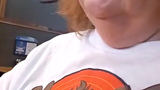 Stepmom and I eating breakfast