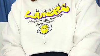 Amateur blonde teen sucks cock in POV in bathroom