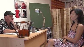 Stunning hot MILF gets anal fucked in a wild casting threesome