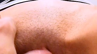 Rubbing her big dlit hard with no mercy