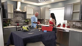 Tattooed wife gets fucked from behind in the kitchen - Danae Mari