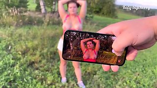 Forest Photoshoot Gone Wrong - Photographer Fucks BBW Model With Huge Tits Outside