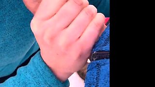 Public Blowjob on a Walking Trail with a Busty Amateur Teen