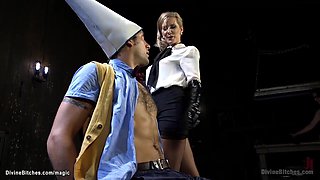 Blond femdom fuck and fist slave boys