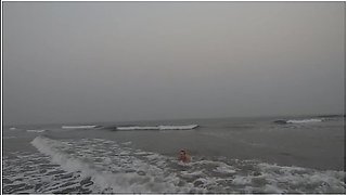 Nude Girl Swimming In The Ocean