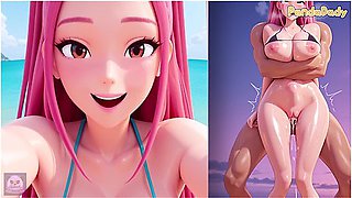 K-pop Demon Hunters Bikini Hentai - Huge Breasts Mira Blow Job On The Beach