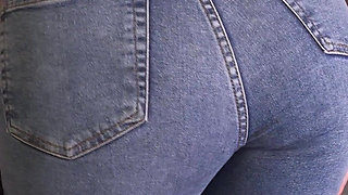 PAWG MILF Teasing Perfect Ass in Tight Blue Jeans