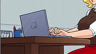 Barely Working - Busty Blonde Fucked by Everyone in the Office - 3D Porn Game