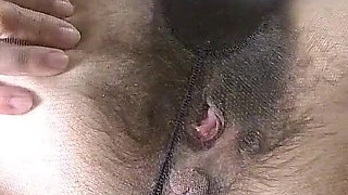 Open Wet Bush and Hairy Ass in Pantyhose (close-up) Facesitting POV