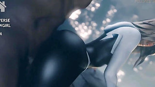 Busty Gwen Riding a Man Cosplay