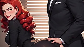 Waifu Secretary POV - Red Lingerie & Hair Variety Office Close-Up Fucking (1m Teaser)