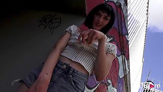 Hot brunette Mina Kali hard fucked in the ass outdoor