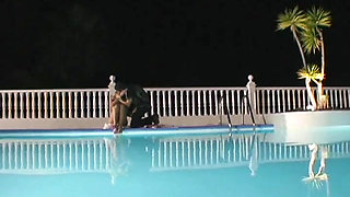 Asian Cutie Watches Two Coules Making Sex Near the Pool in the Famous Resort Hotel