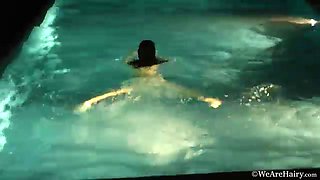 Hot Hairy girl Efina takes a dip in the pool - WeAreHairy
