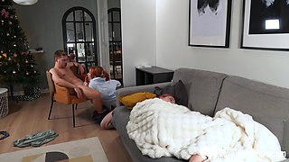 Our roomate was in bed when we banged