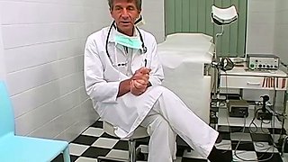 This blonde woman is at the doctor sucking dick