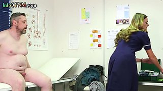 CFNM femdom nurses laughing at really small knob patien