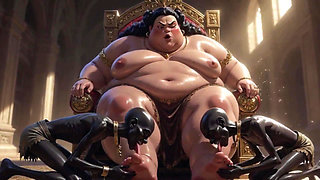 Huge BBW Mistress Foot Worship - Slaves Licking Her Feet to Ecstasy