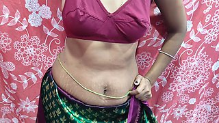 Sexy Housewife Saree Wearing and Boobs Press by the Servant