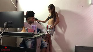 Young worker asks her boss for a work permit for her birthday and the very horny guy fucks her for her tight pussy