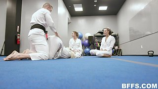 Karate instructor fucks his favorite students after a steamy workout sesh