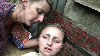 Hot brunette has hardcore group sex with DP