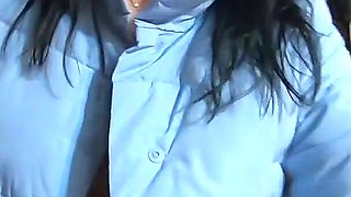 Milfycalla- a Lot of Cum on My New Sky Blue Down Jacket and White Pantyhose 179