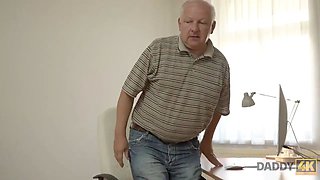 Daddy4k. fat grandfather cant resist in front of stunning teenager chick ornella morgen