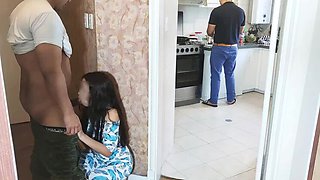 I love my step brother in law's cock because it is bigger than my husband's - my step brother in law fucks me while my cuckold husband is cooking NTR